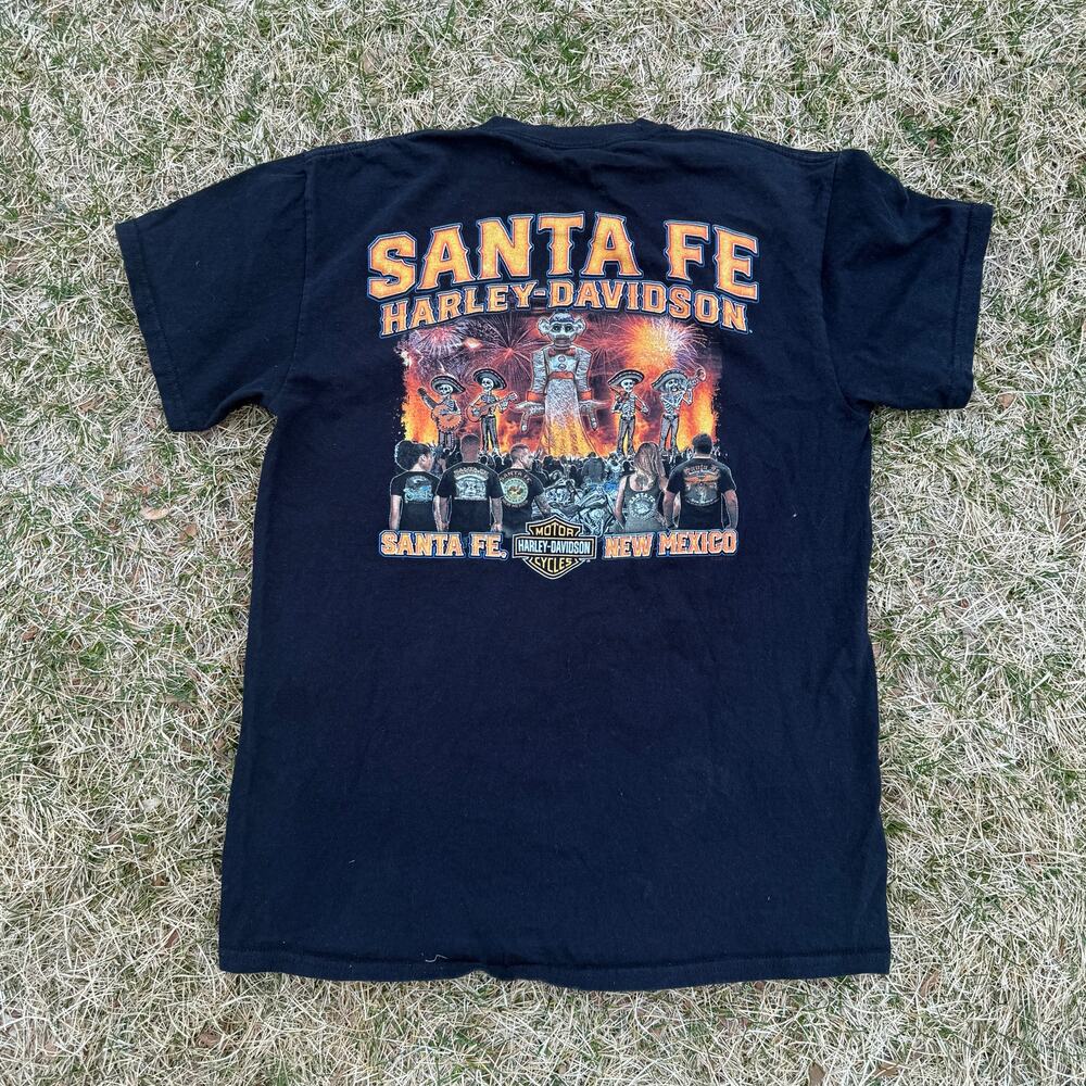 Men's Harley Davidson Motorcycles Santa Fe New Mexico Black Skull Shirt Sz Small